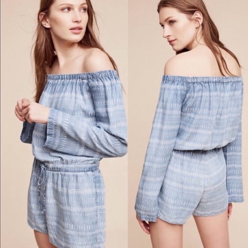 Anthropologie chambray romper size S